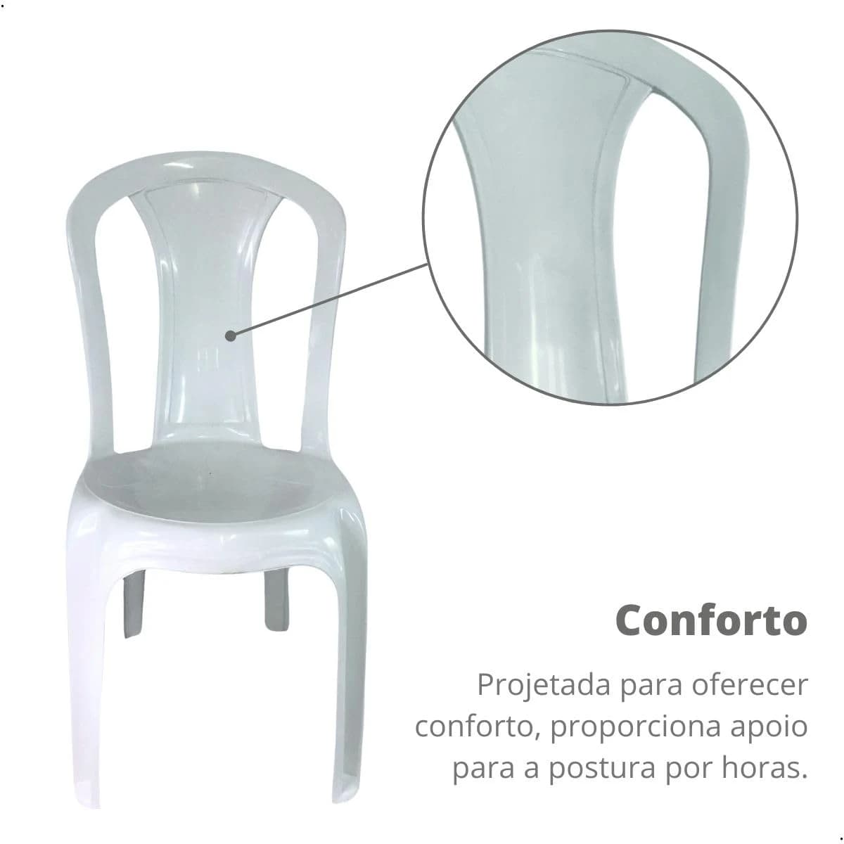Cadeira Plástica Bistrô Branca Reforçada,Leve, Prática e com Alta