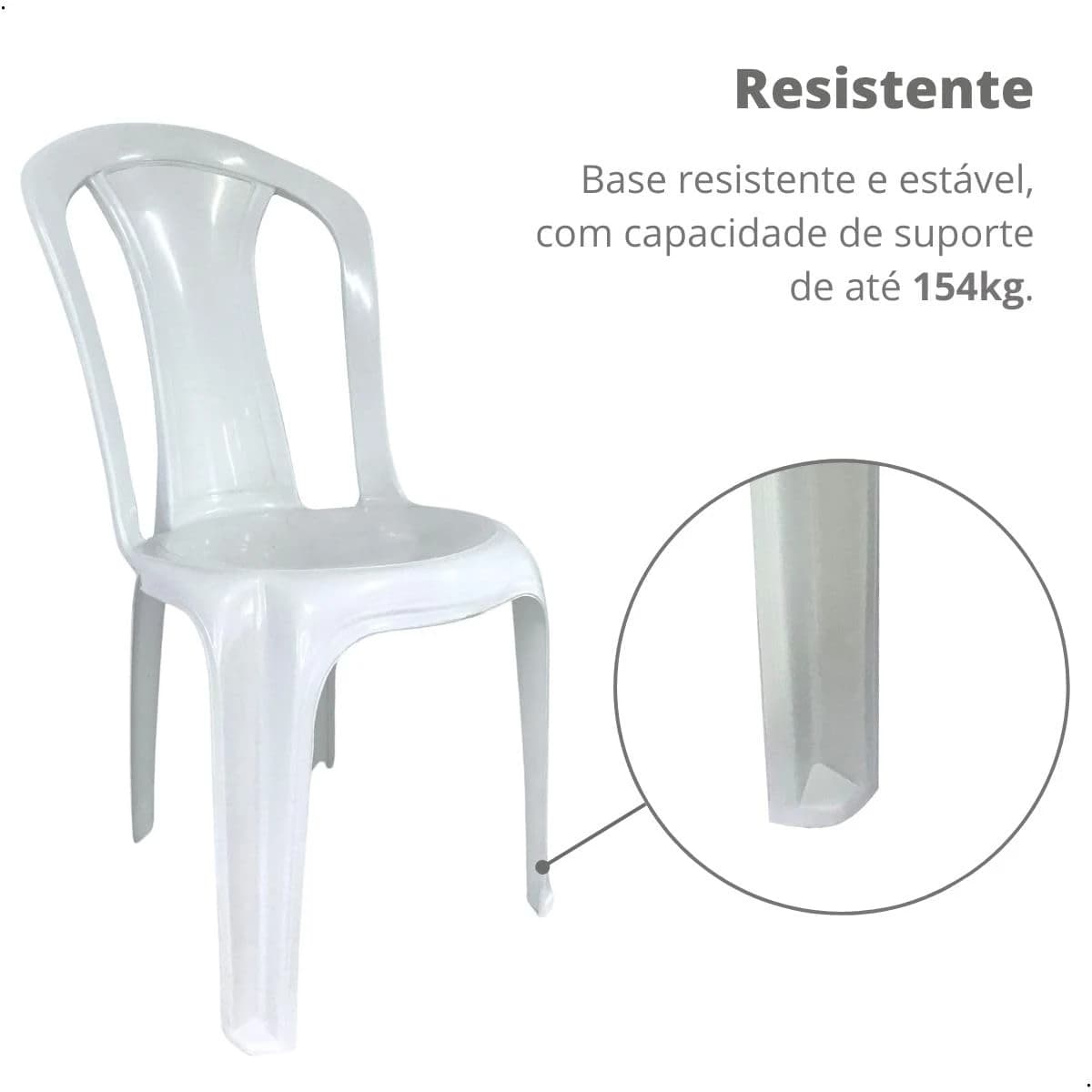 Cadeira Plástica Bistrô Branca Reforçada,Leve, Prática e com Alta