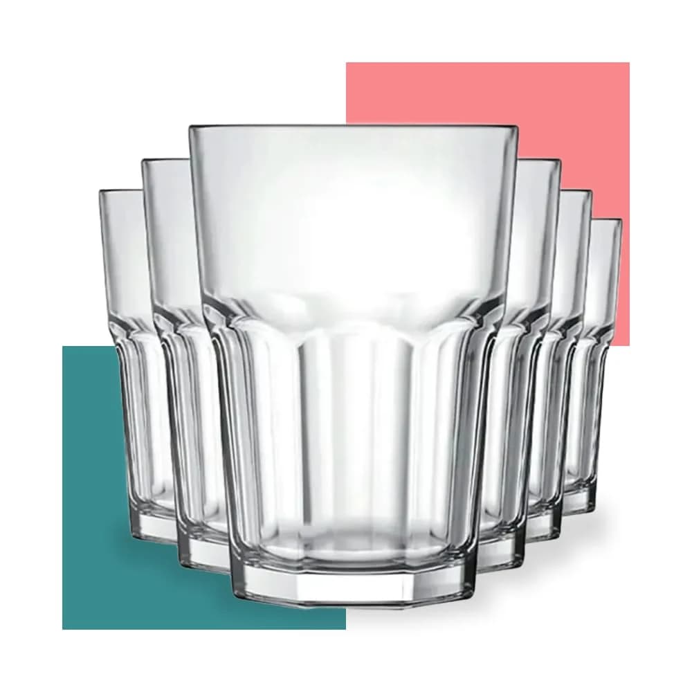 Kit 6 Copos de Vidro 350ml Premium para Água Suco Refrigerante Drinks