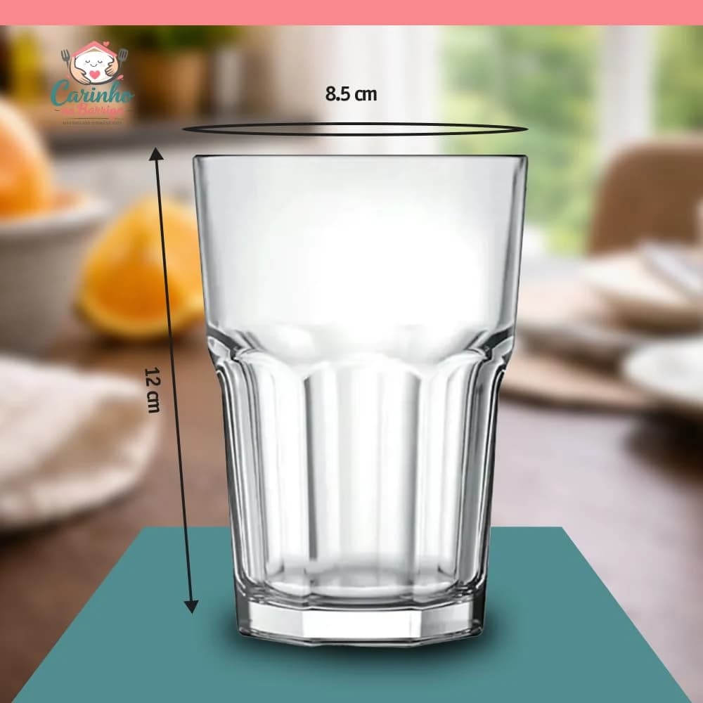 Kit 6 Copos de Vidro 350ml Premium para Água Suco Refrigerante Drinks