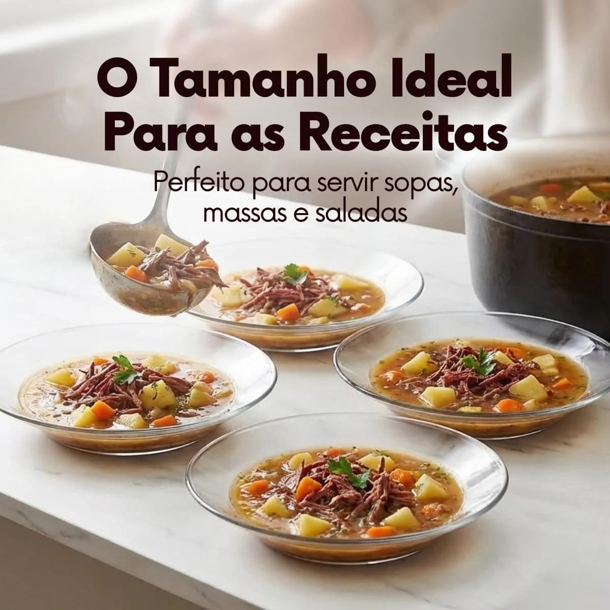 Conjunto 4 Pratos Fundos em Vidro Transparente – Resistentes, Elegantes e