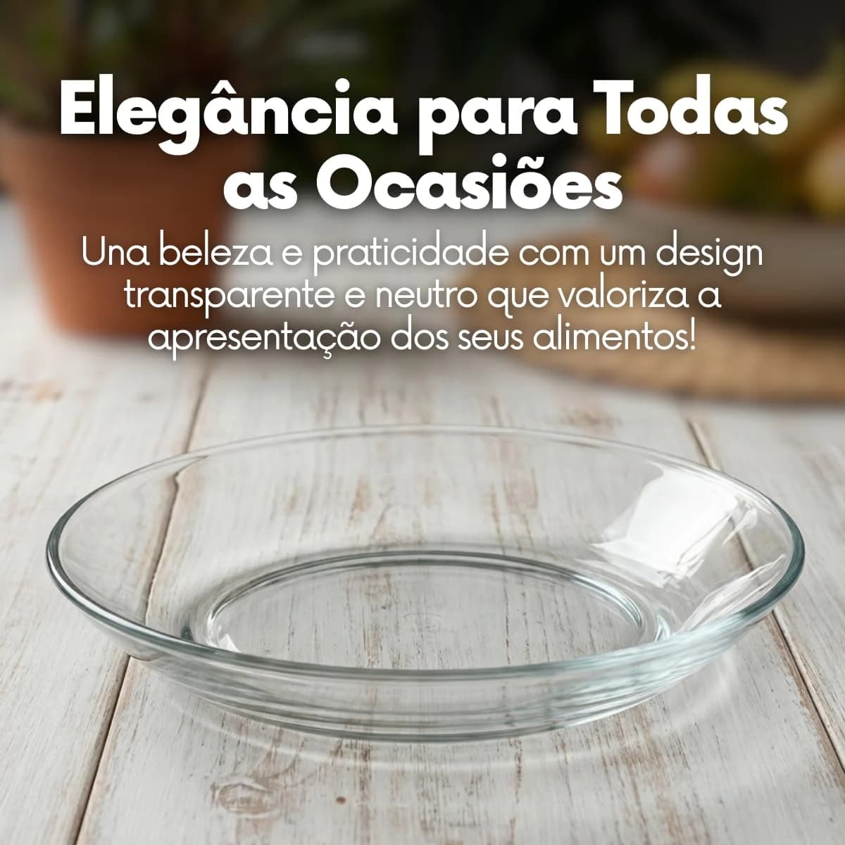 Conjunto 4 Pratos Fundos em Vidro Transparente – Resistentes, Elegantes e