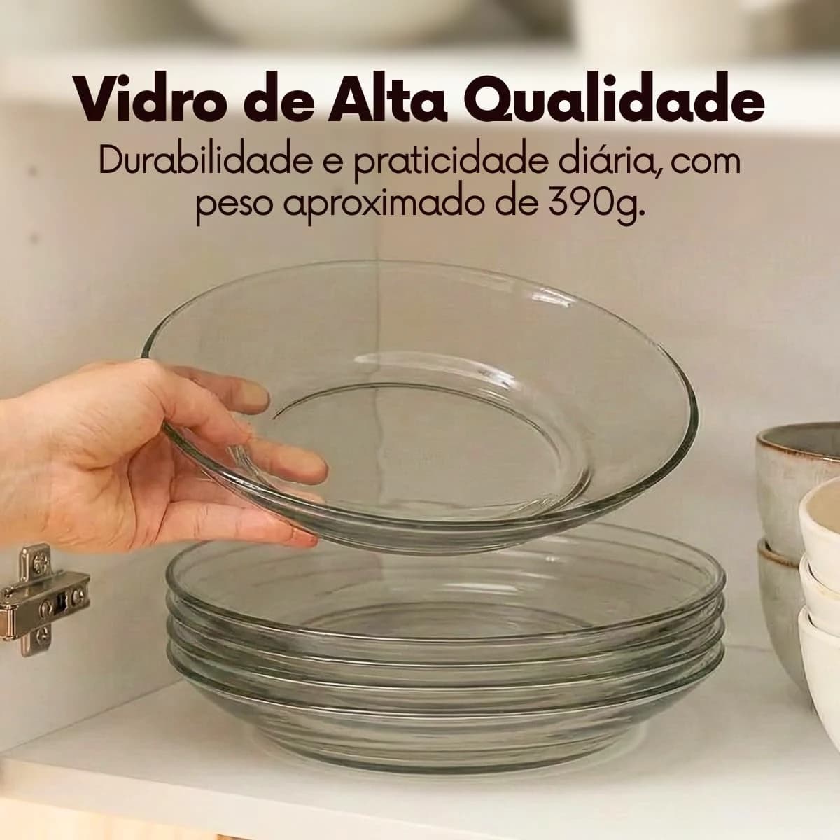 Conjunto 4 Pratos Fundos em Vidro Transparente – Resistentes, Elegantes e