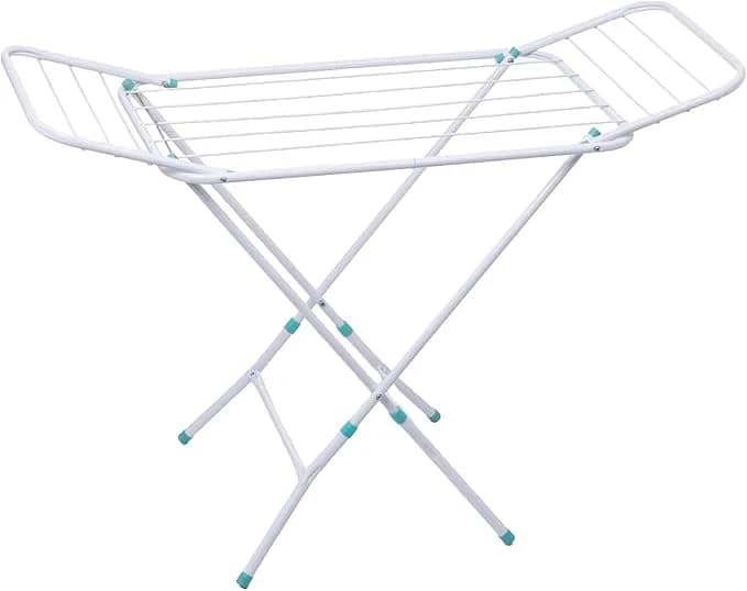Varal de Chão Dobrável em Aço com Abas Retrátil Suporta 30kg Branco