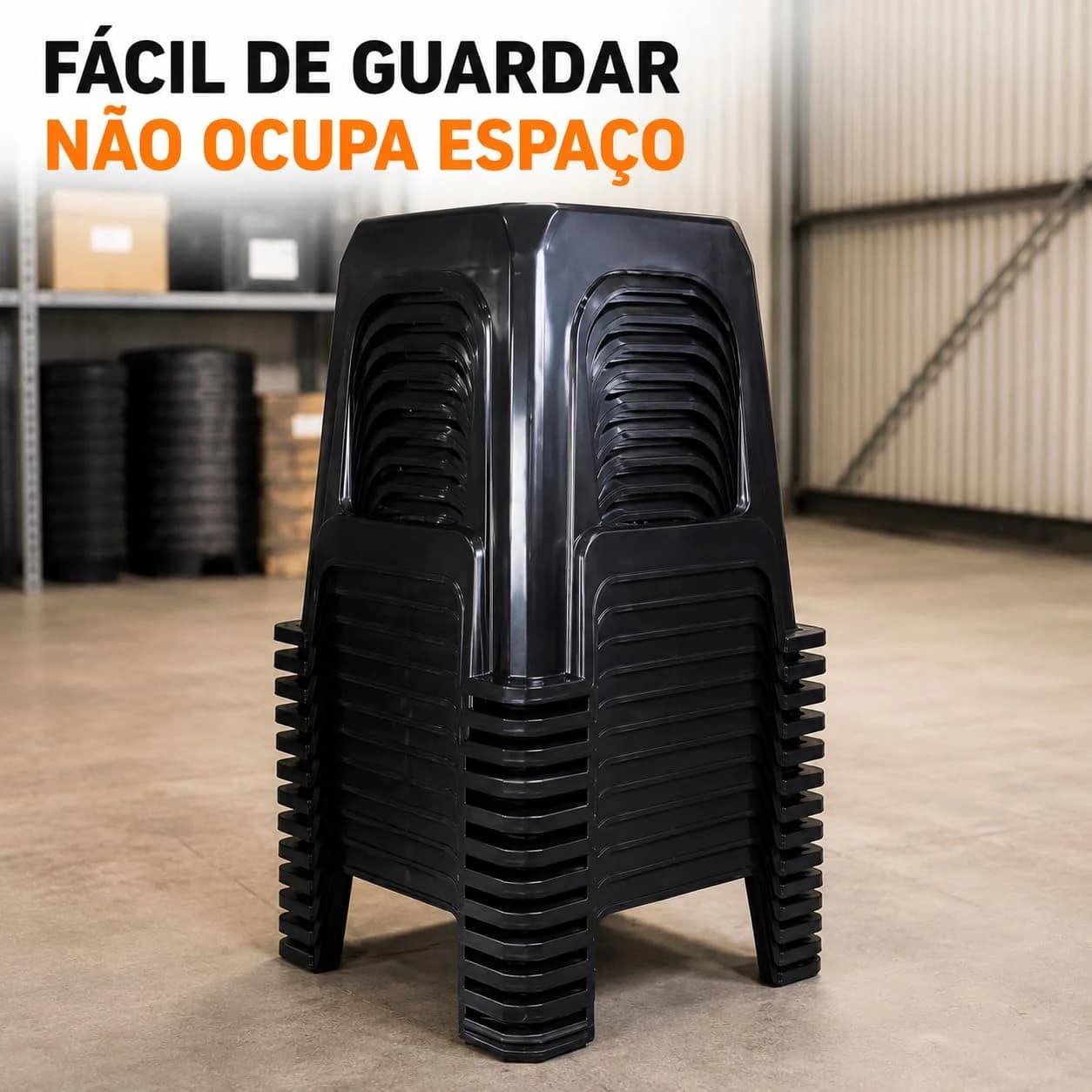 Kit 02 Banqueta Plástico Banco Resistente Suporta até 140 Kg Preta