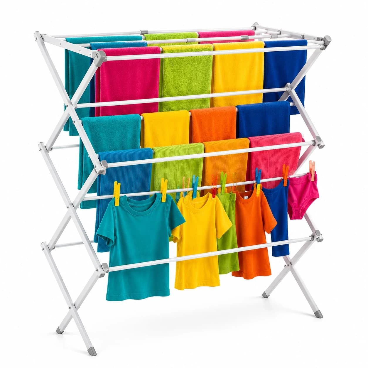 Varal De Chão Dobrável Com Andares Portátil Resistente Para Roupas