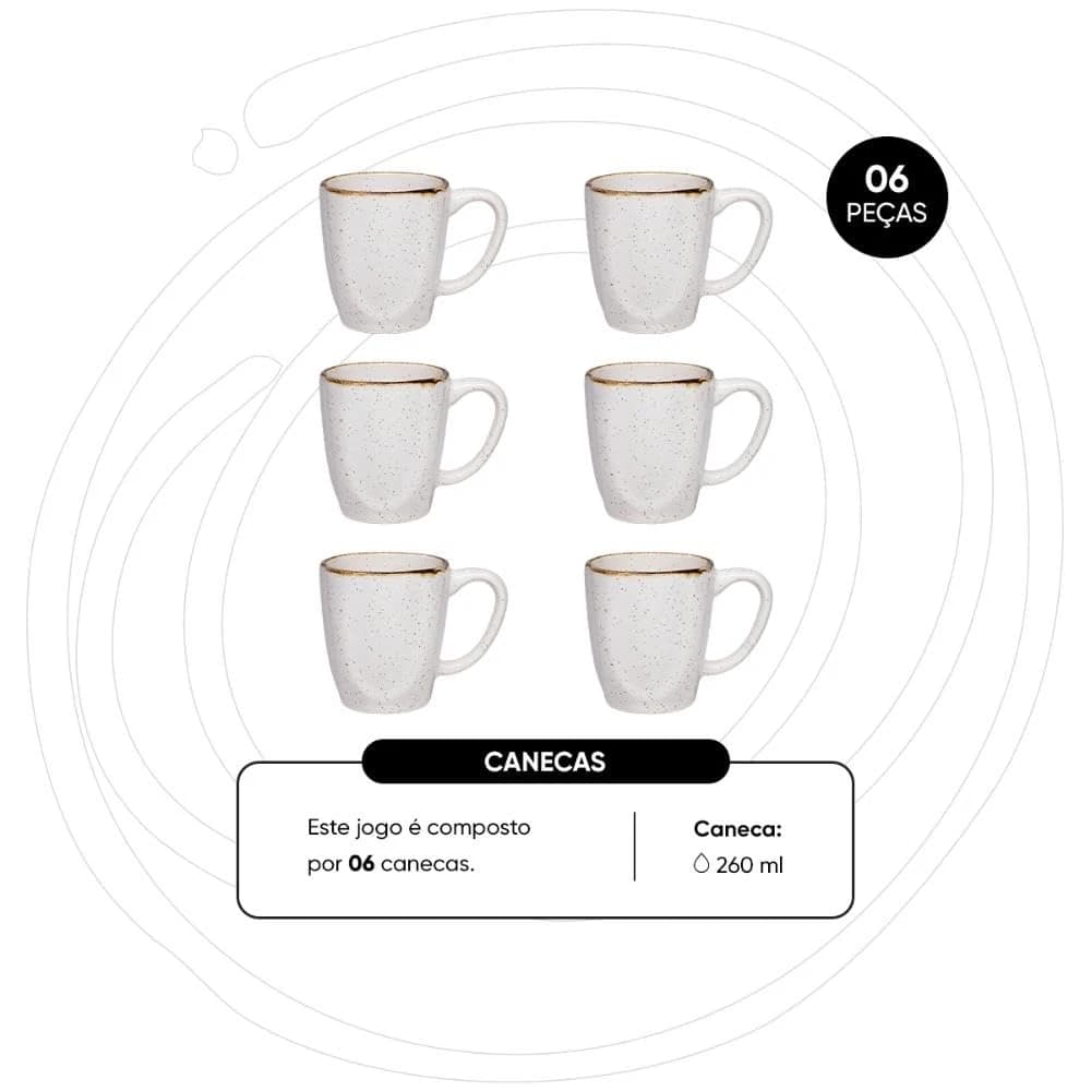 Conjunto de 6 Canecas, Oxford, 260ml Ryo Maresias
