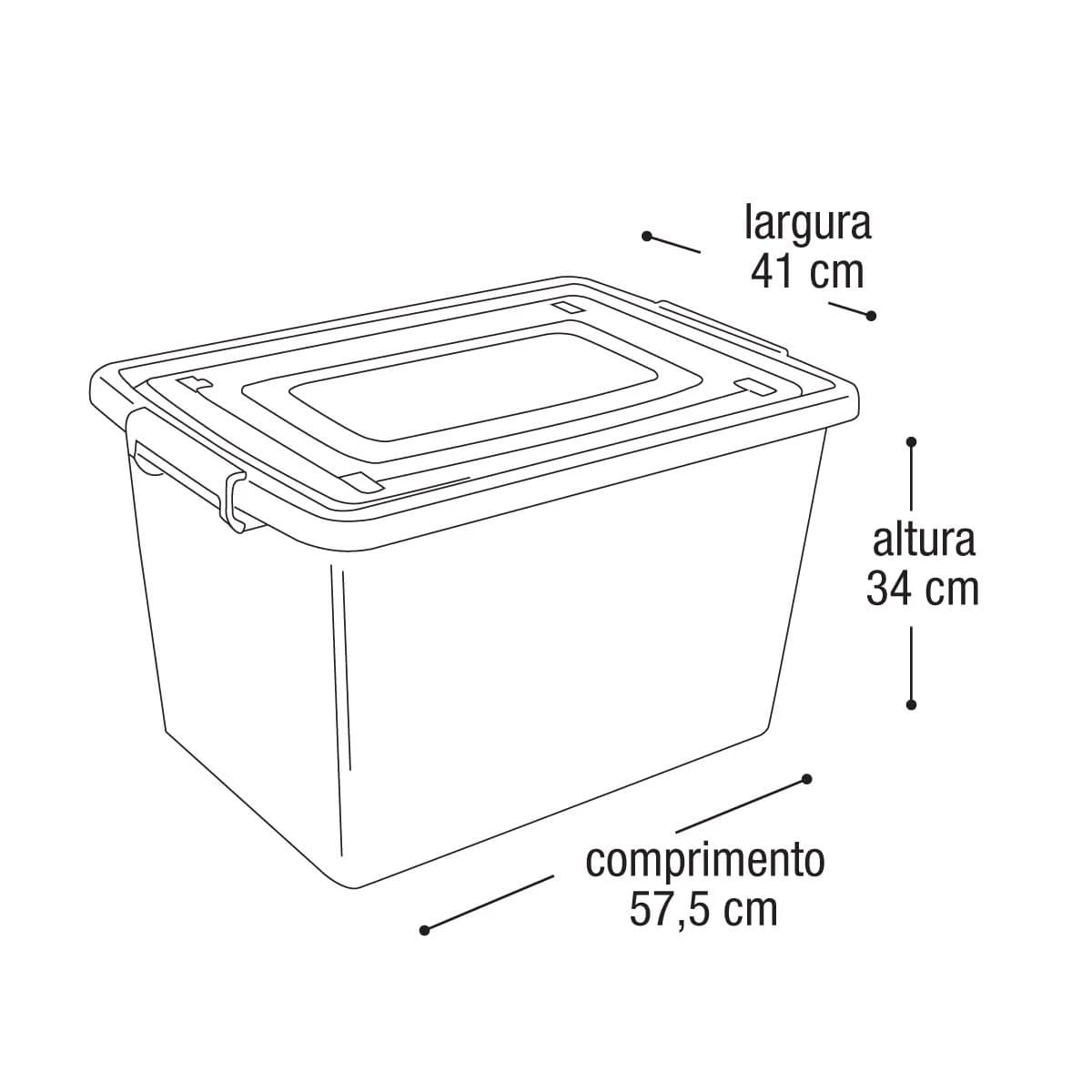 Arqplast - Organizadora 56L Com Tampa Preta Trava Prata Arqplast 25793