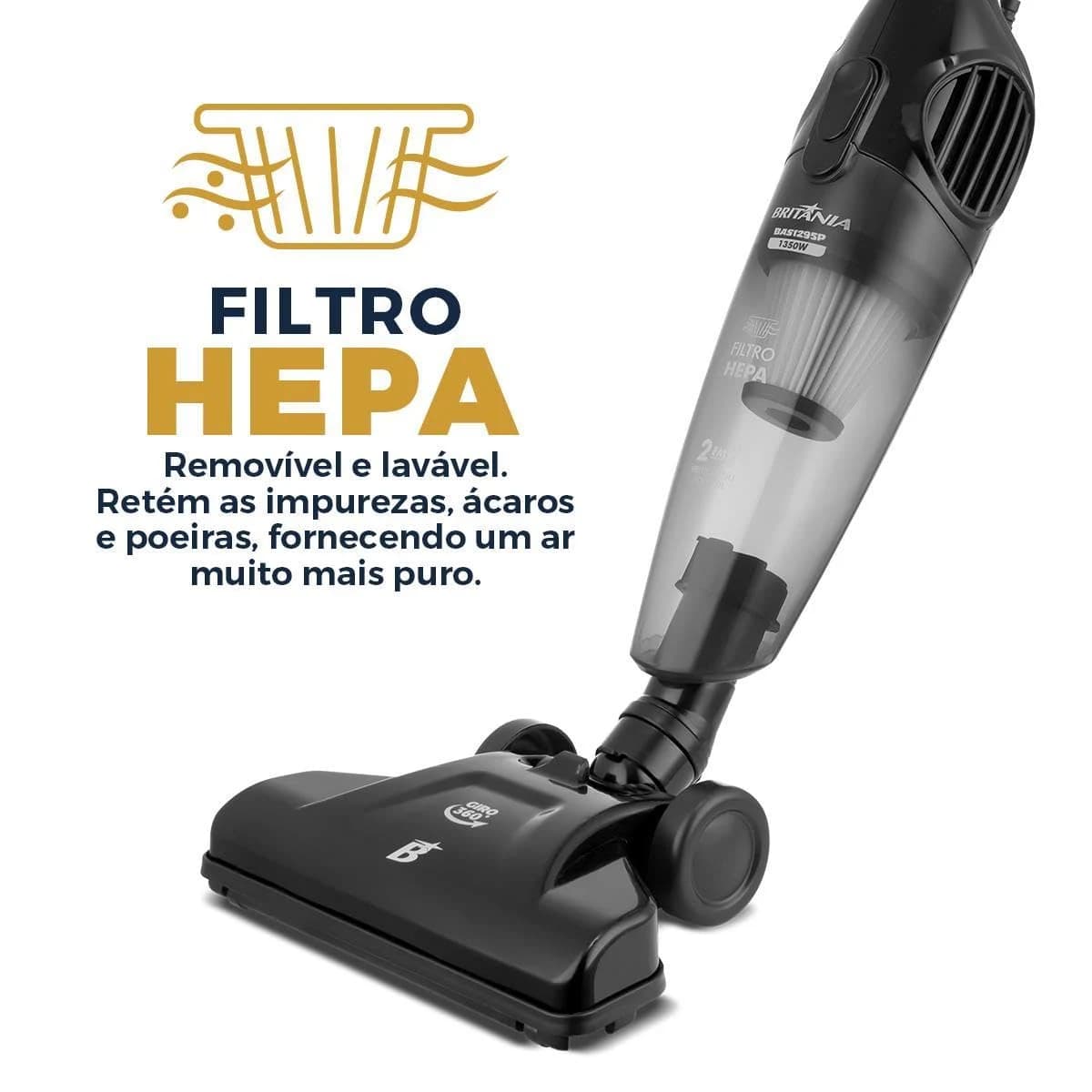 Aspirador de Pó Vertical Britânia 2 em 1 BAS1295P 1250W 127V