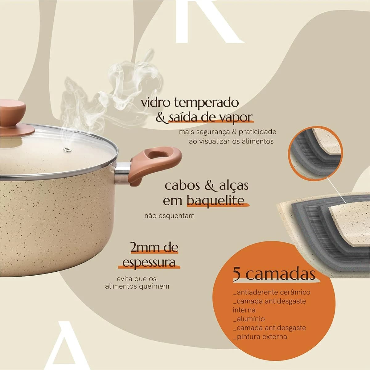 Oikos - Jogo com 8 Panelas Antiaderentes de Revestimento Cerâmica com