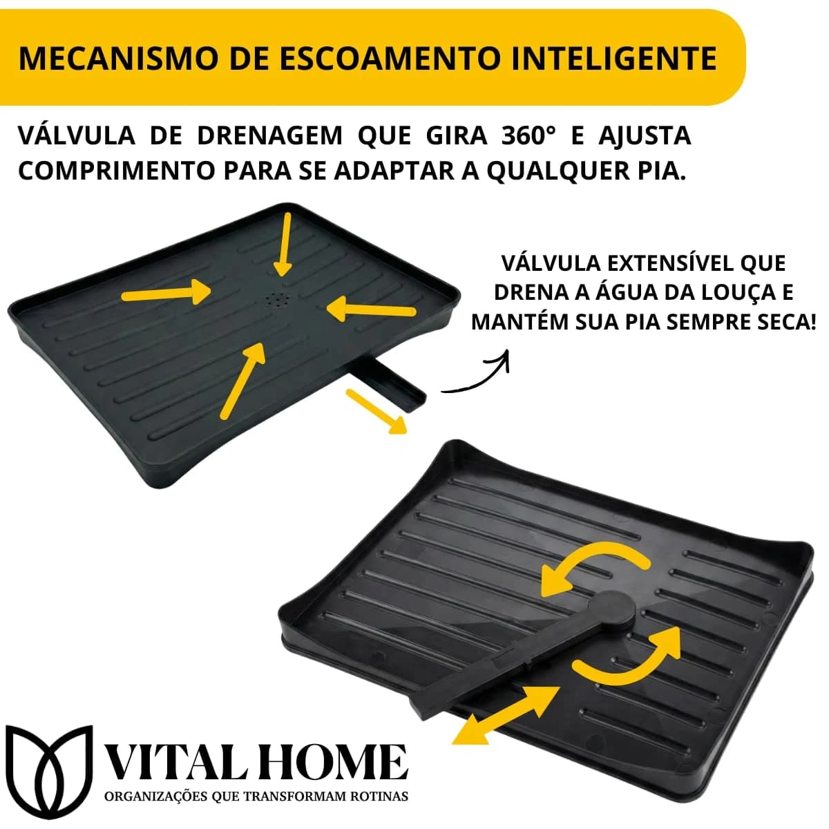 Escorredor De Louça Com Porta Pratos Talheres Tábua Copos Aço Preto