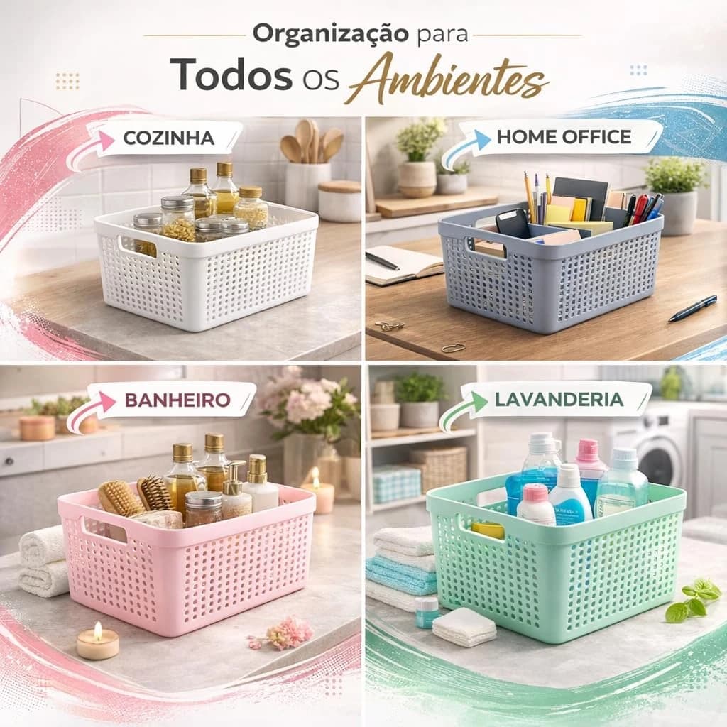 Kit 6 Caixas Organizadoras com Tampa 2L 4,5L 17L Plástico Resistente