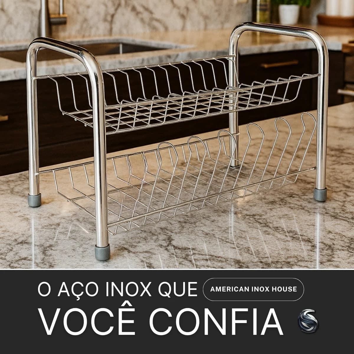 Escorredor de Louças Cromado 13 Pratos com Suporte para Copos
