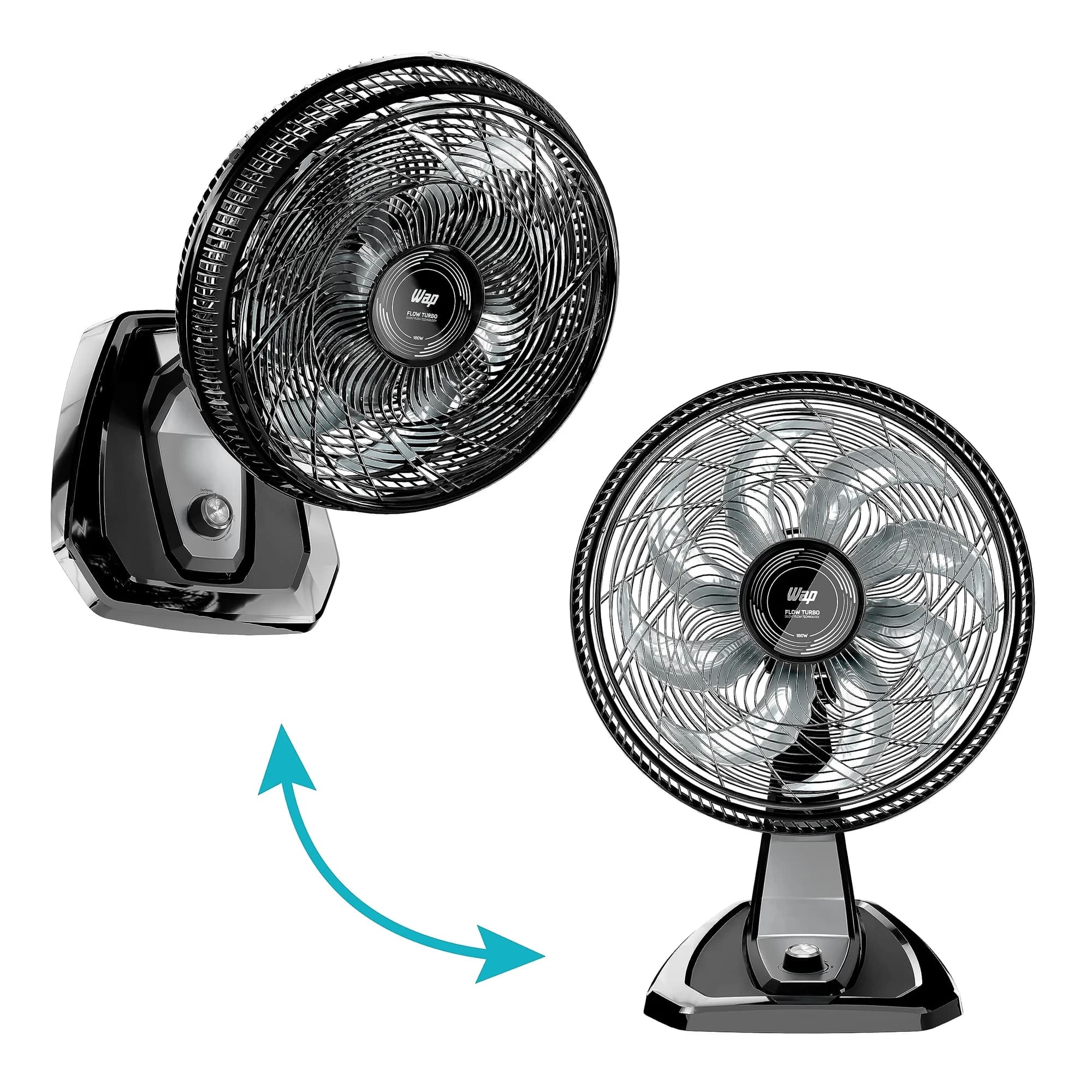 Ventilador de Mesa e Parede WAP Flow Turbo 50cm 127V Preto e Cinza