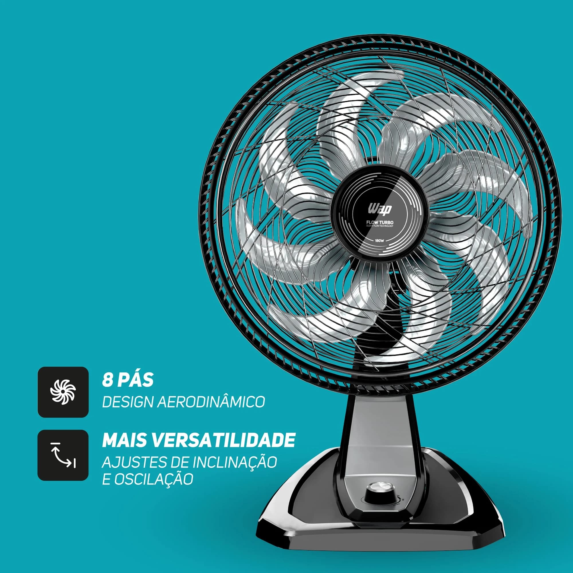 Ventilador de Mesa e Parede WAP Flow Turbo 50cm 127V Preto e Cinza