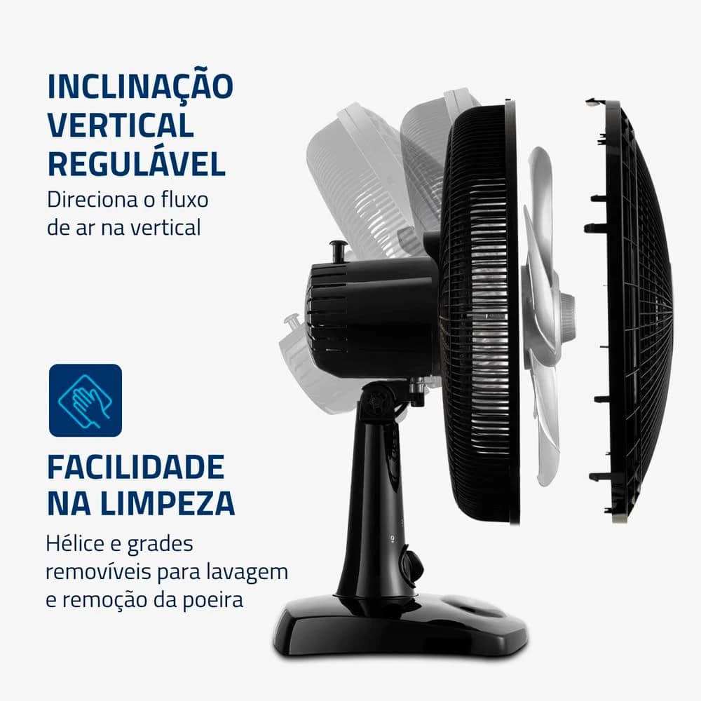 Ventilador de Mesa Mondial Super Power 30cm 110V Preto/Prata