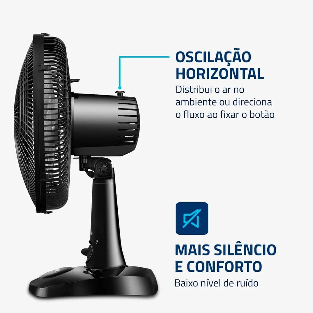 Ventilador de Mesa Mondial Super Power 30cm 110V Preto/Prata