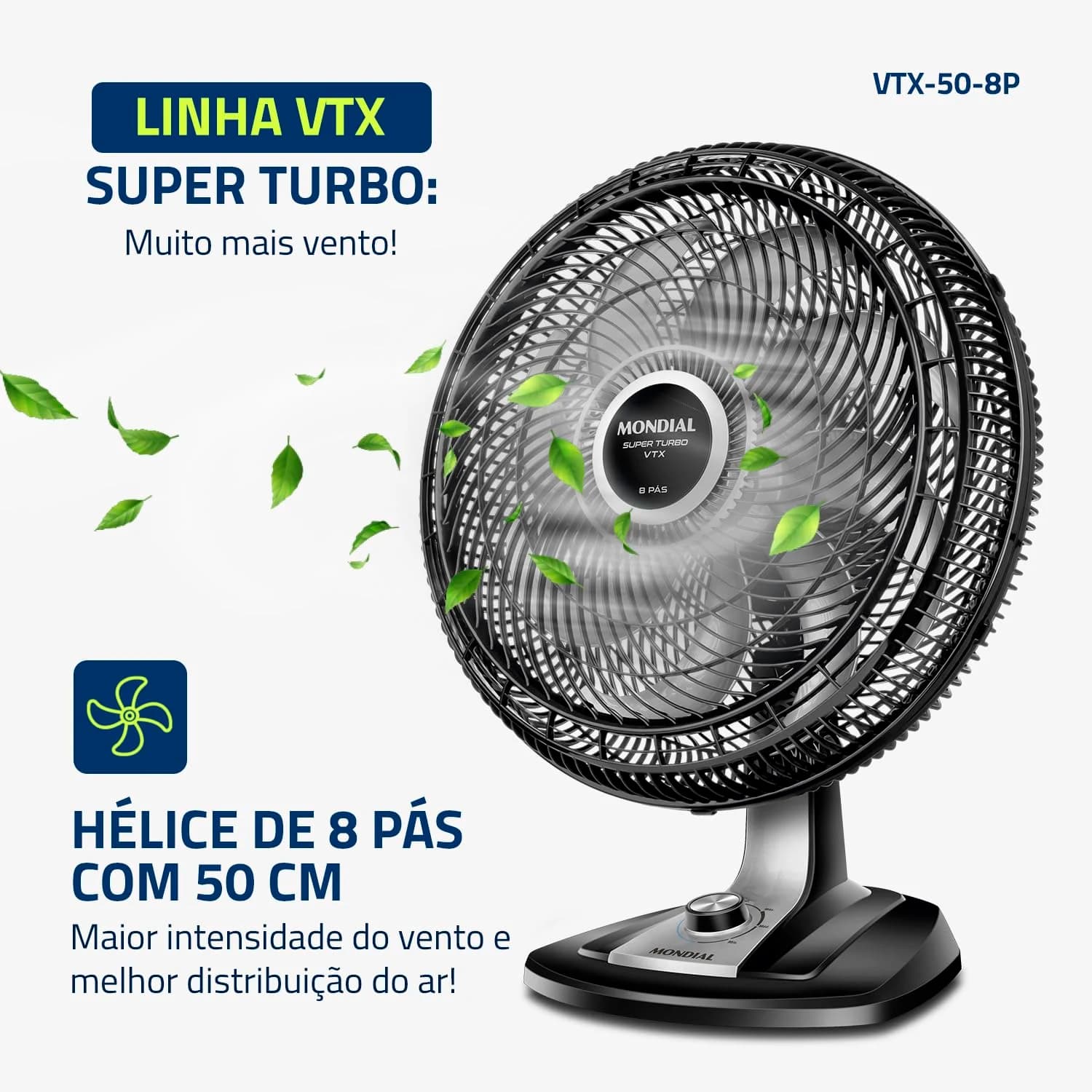 Ventilador Mondial Super Turbo 50cm 8 Pás 110V Preto/Prata