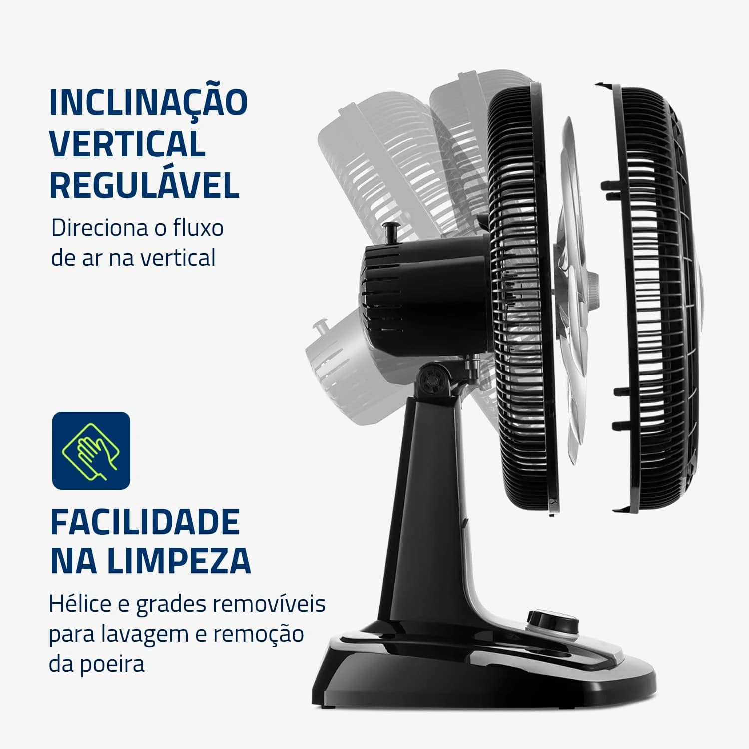 Ventilador Mondial Super Turbo 50cm 8 Pás 110V Preto/Prata