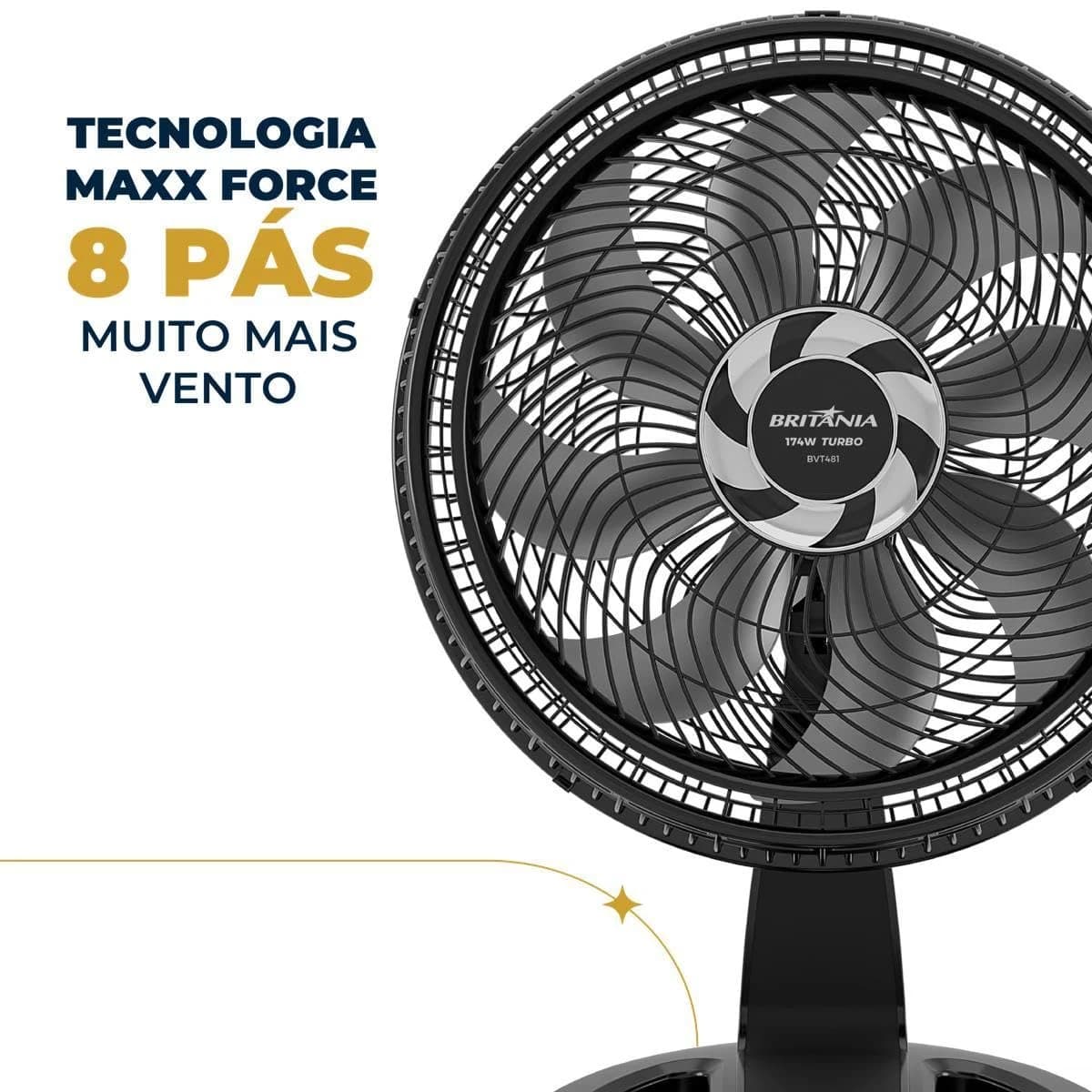 Ventilador de Mesa e Parede Britânia Maxx Force BVT481 127V Preto
