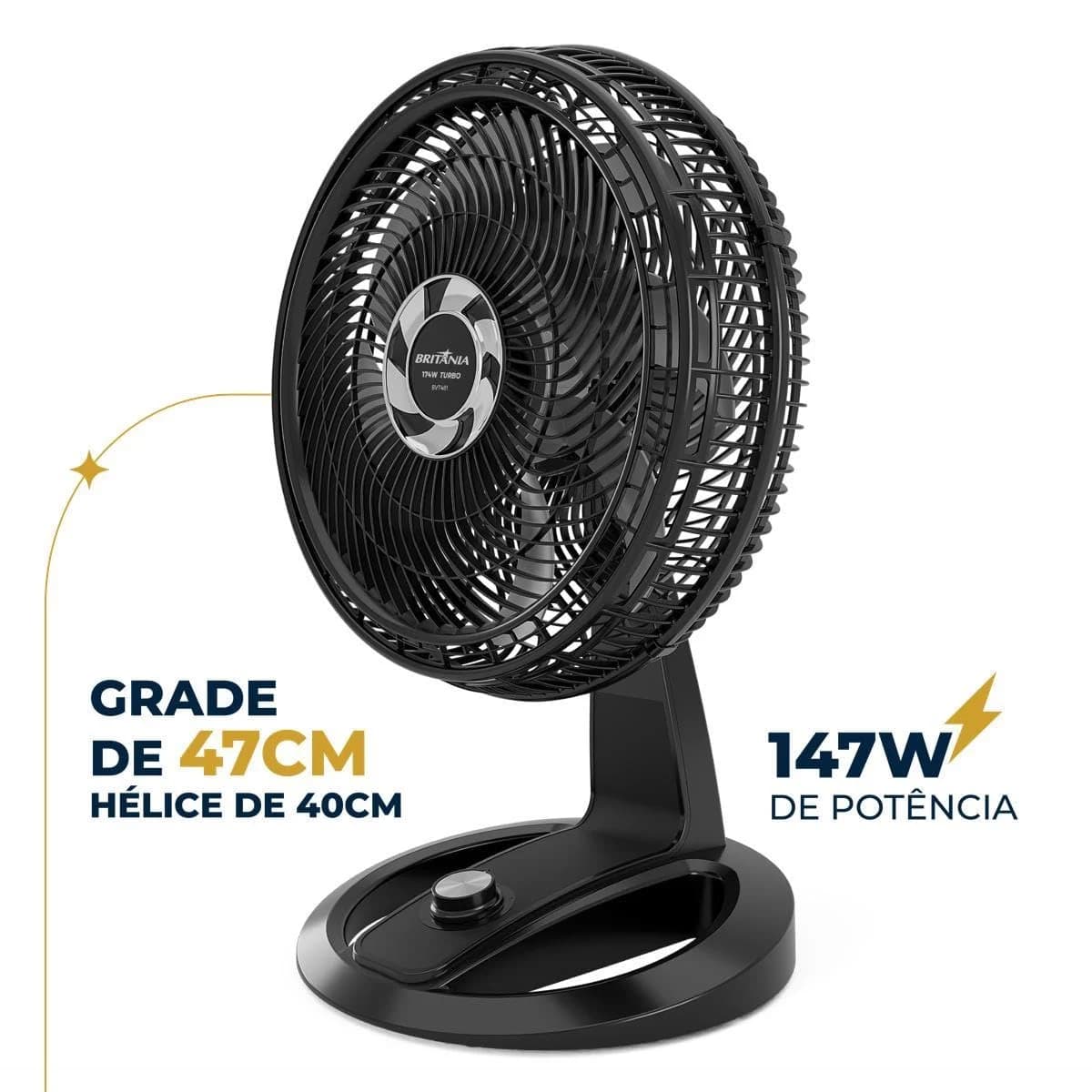 Ventilador de Mesa e Parede Britânia Maxx Force BVT481 127V Preto