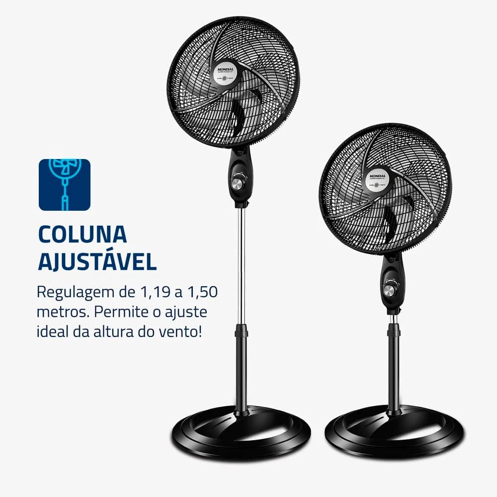 Ventilador de Coluna Mondial Super Power 40cm 110V Preto/Prata
