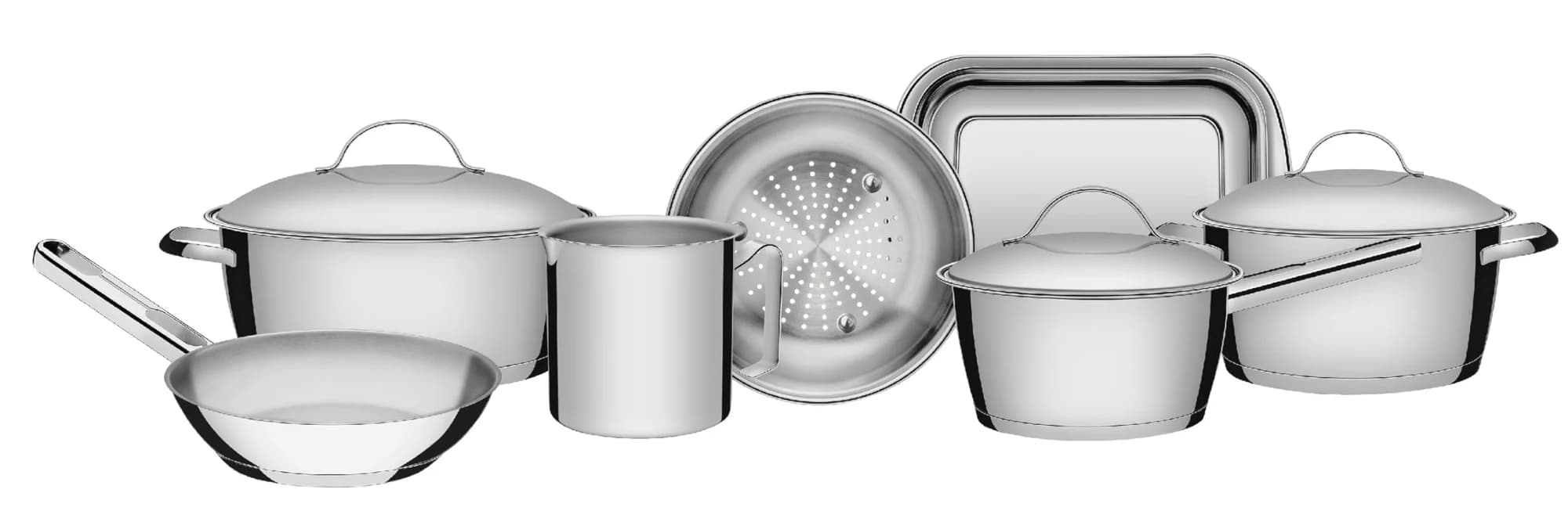 Jogo de Panelas Tramontina Fundo Triplo Inox 7 Peças