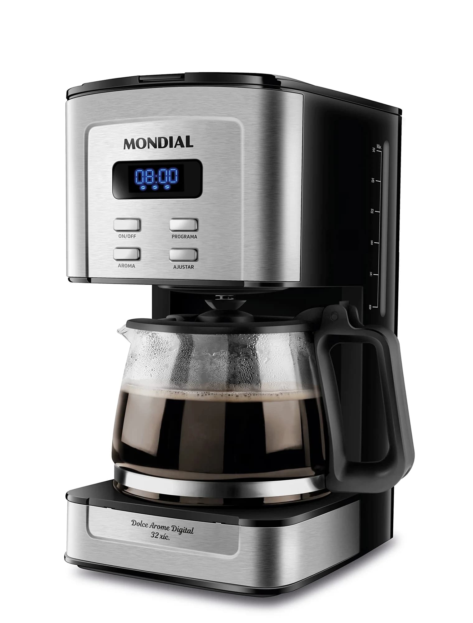 MONDIAL Cafeteira Elétrica Dolce Arome Digital, Preto/Inox, 800W, 110V
