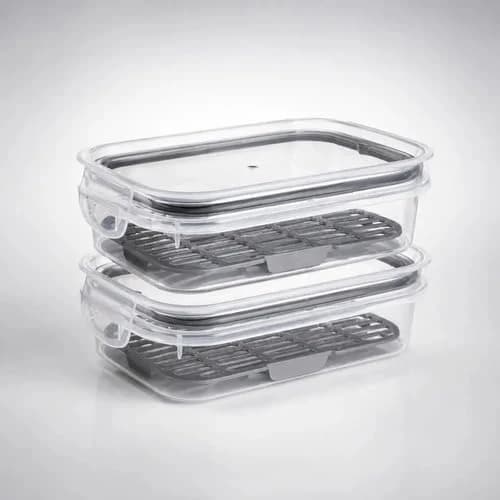 " Kit 2 Porta Frios Com Escorredor Plastil 500 ml Pote Hermético Para