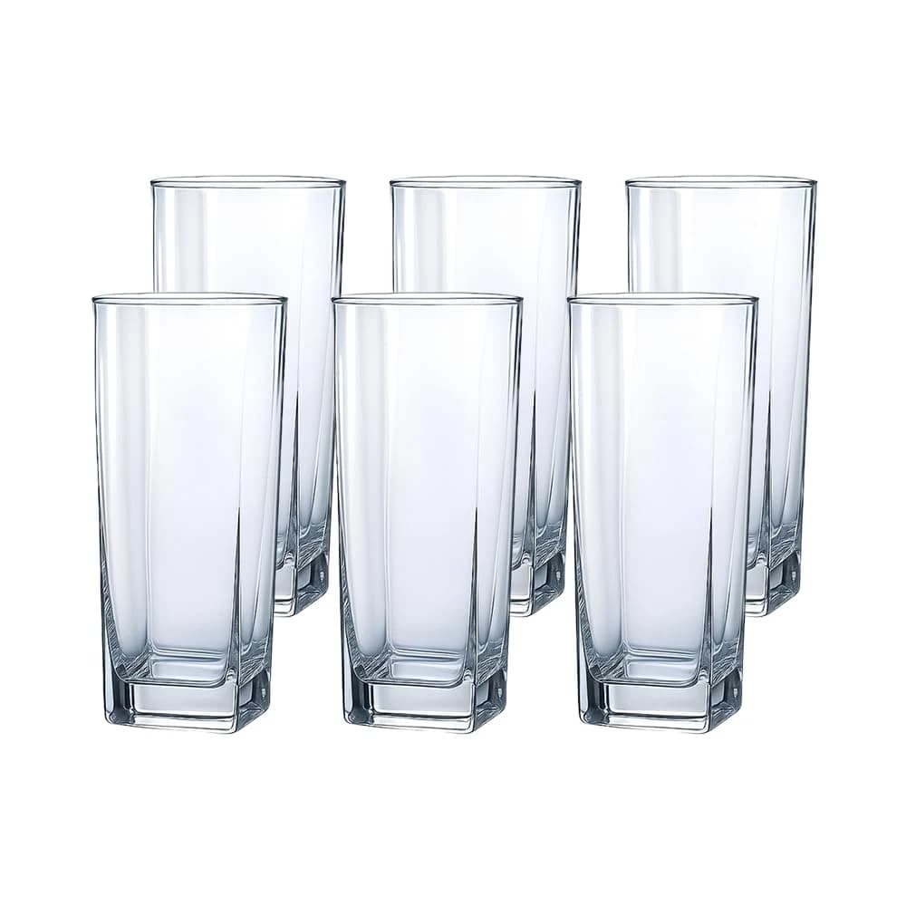 Jogo de 6 Copos de Vidro Texas 315 ml Design Quadrado Elegante e