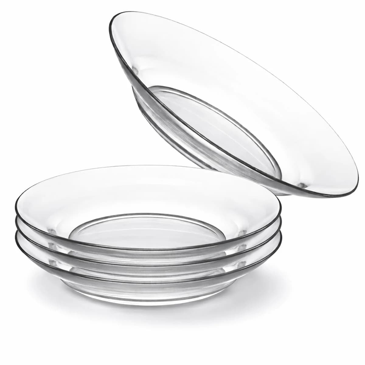 Conjunto 4 Pratos Fundos em Vidro Transparente – Resistentes, Elegantes e
