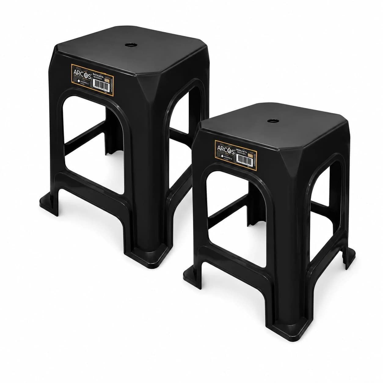 Kit 02 Banqueta Plástico Banco Resistente Suporta até 140 Kg Preta