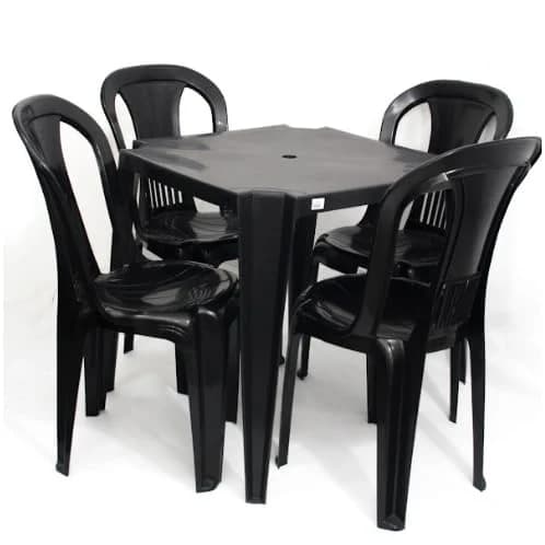 Mesa plástico para sala cozinha bar com conjunto quatro cadeiras jantar