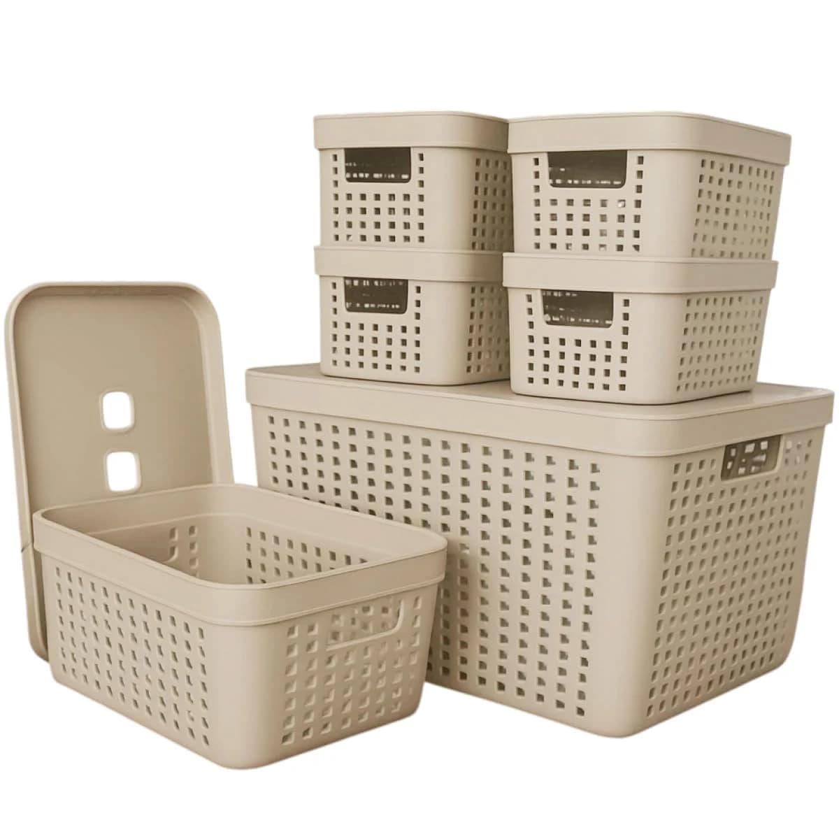 Kit 6 Caixas Organizadoras com Tampa 2L 4,5L 17L Plástico Resistente